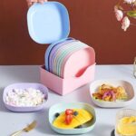 Square Plastic Dinner Plate Set (Set of 10 Pcs)