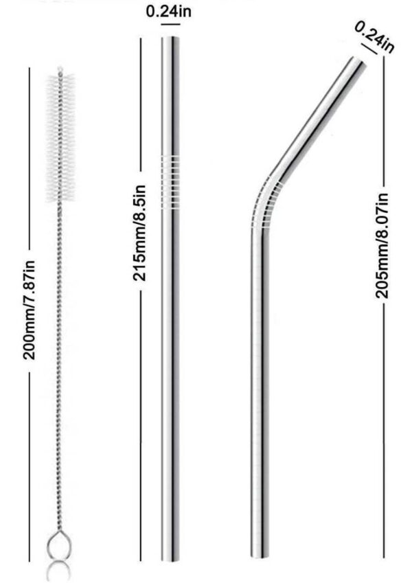 4 Pcs Reusable Stainless Steel Drinking Straw with Cleaner Brush - Image 6