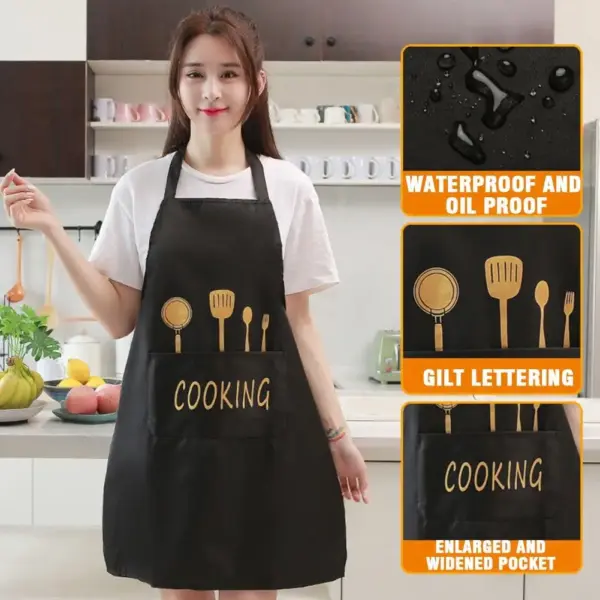 Kitchen Cooking Apron, Waterproof & Anti-Oil Polyester Kitchen Apron, Restaurant Apron for Chef Cooking - Image 4