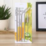 4 Pcs Reusable Stainless Steel Drinking Straw with Cleaner Brush - Image 3
