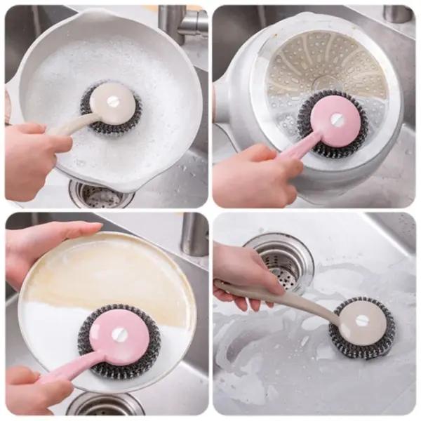 Long Handle Stainless Steel Wire Dishwashing Cleaning Brush - Image 3